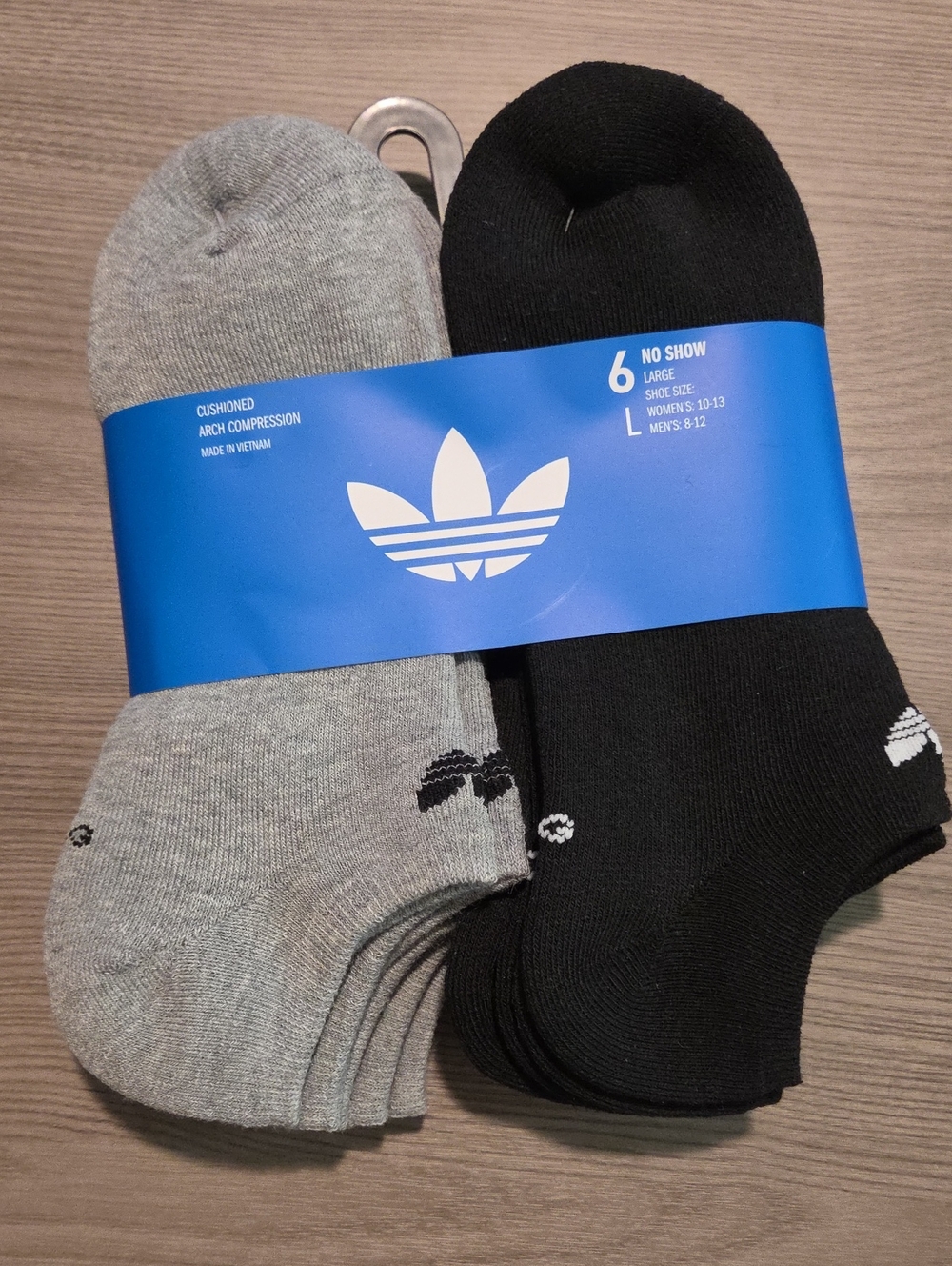 Adidas Unisex Black and Gray Socks - 6 Pair